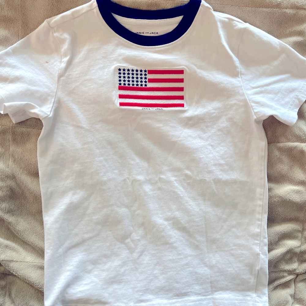 Janie and Jack American Flag tee. Size 7. New without tag.